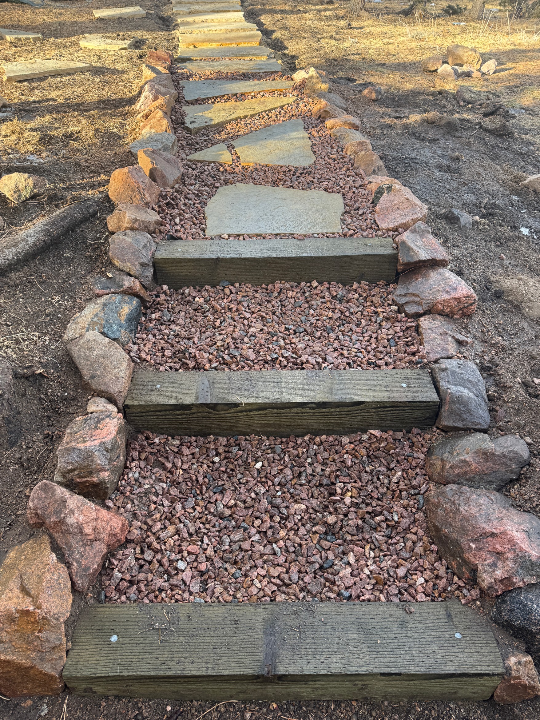 Timber Stepways & Flagstone Walkways