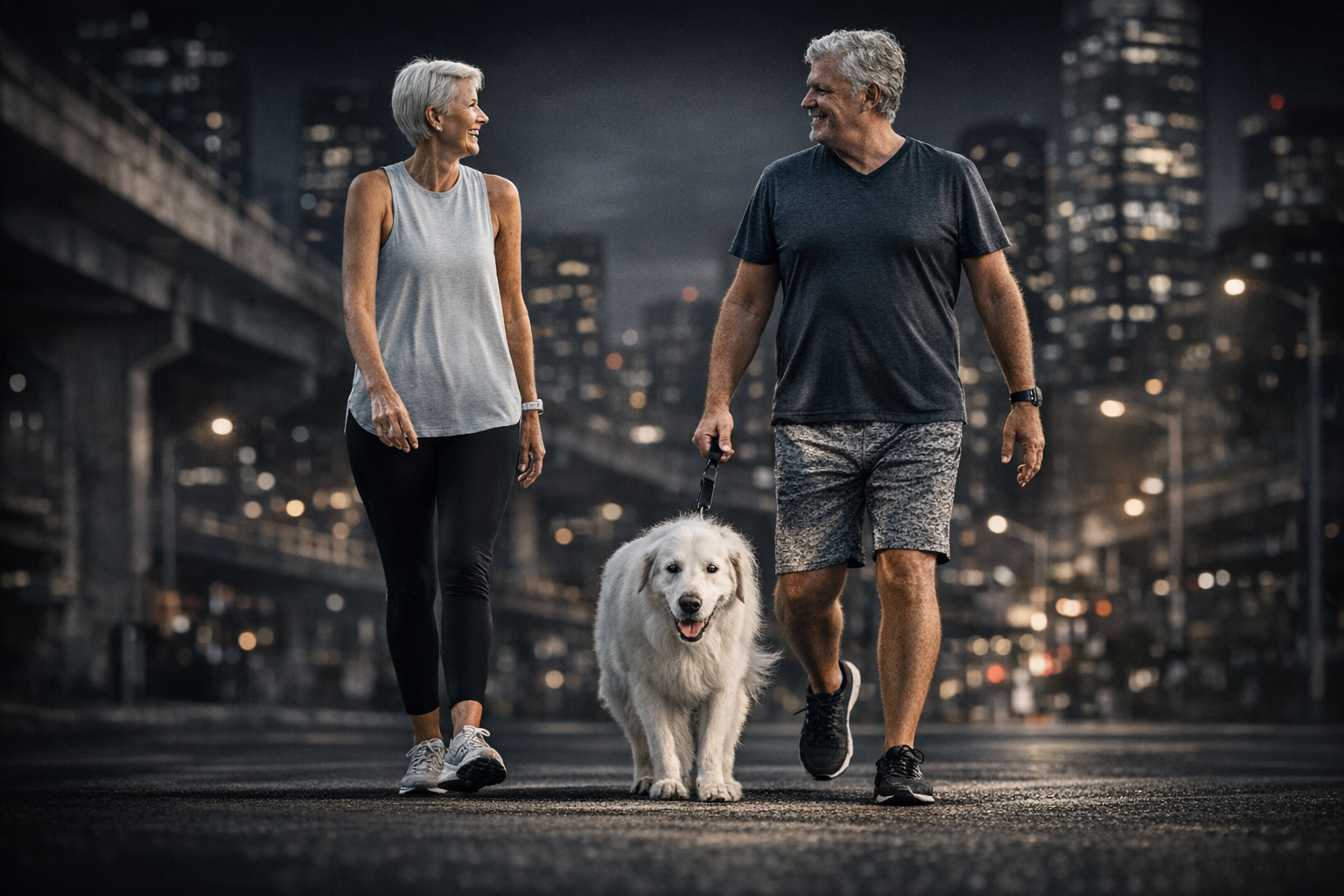 Older adult walking outdoors with ankle weights for low-impact strength training